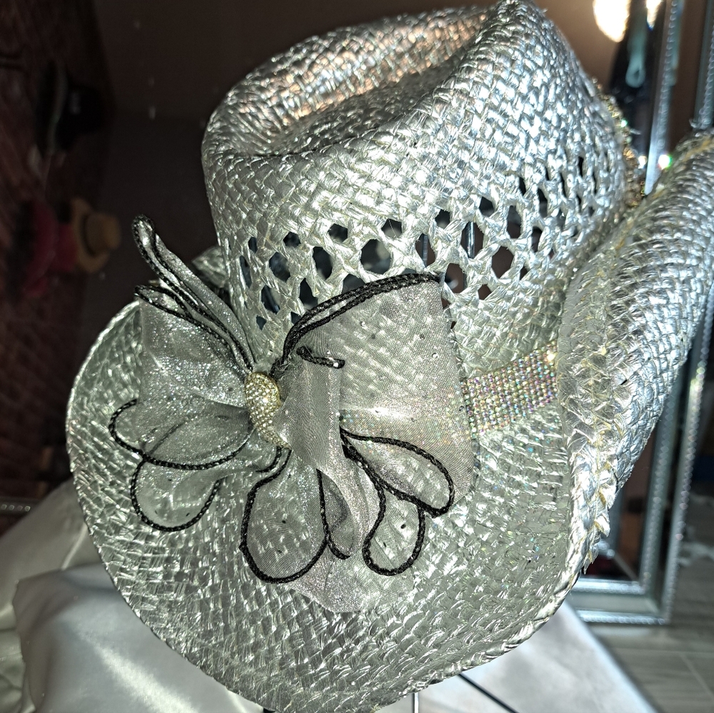 Silver Rhinestone Cowboy Hat - Picture 2 of 4